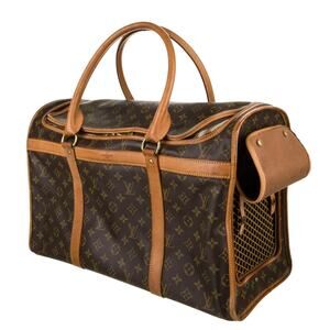US Based Authentic Louis Vuitton Pet Dog Carrier Bag Monogram Sac Chien